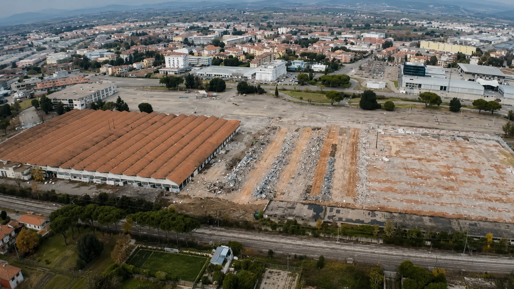 Vista aerea del cantiere ex Lebole Arezzo